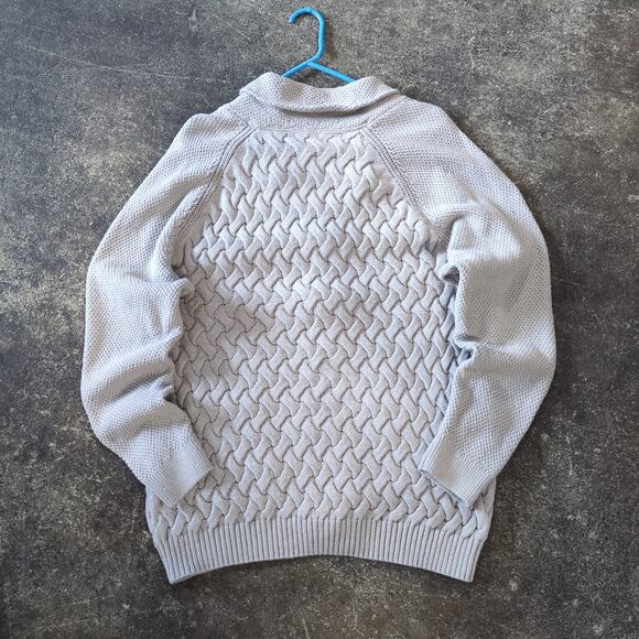 Tasso Elba Cardigan Sweater Mens L Light Gray Tan Cable Knit Preppy Retro Y2K - Picture 3 of 7